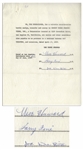Three Stooges Signed Agreement to R-F Theatres, Dated June 1959 -- Signed by Moe Howard, Larry Fine & Joe DeRita -- Measures 8.5 x 11 -- Very Good